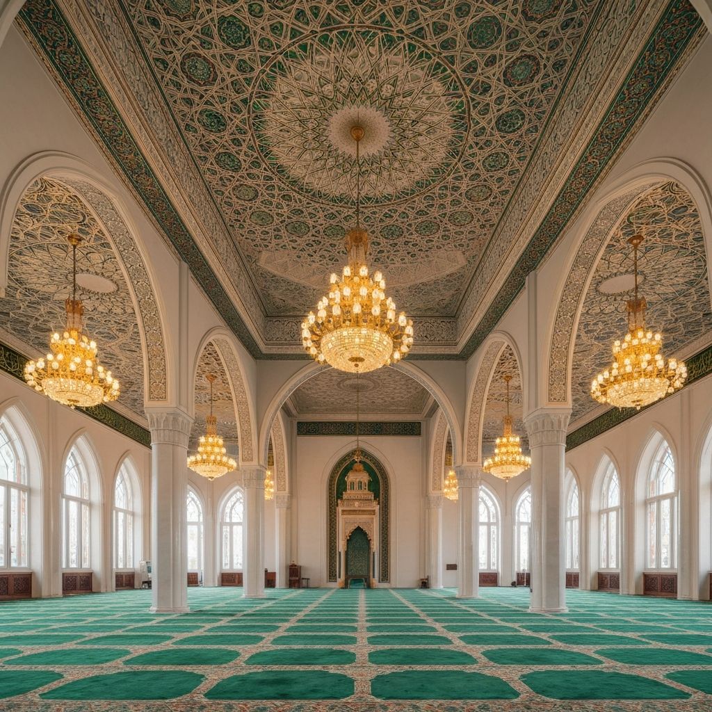 Beautiful mosque interior prayer hall